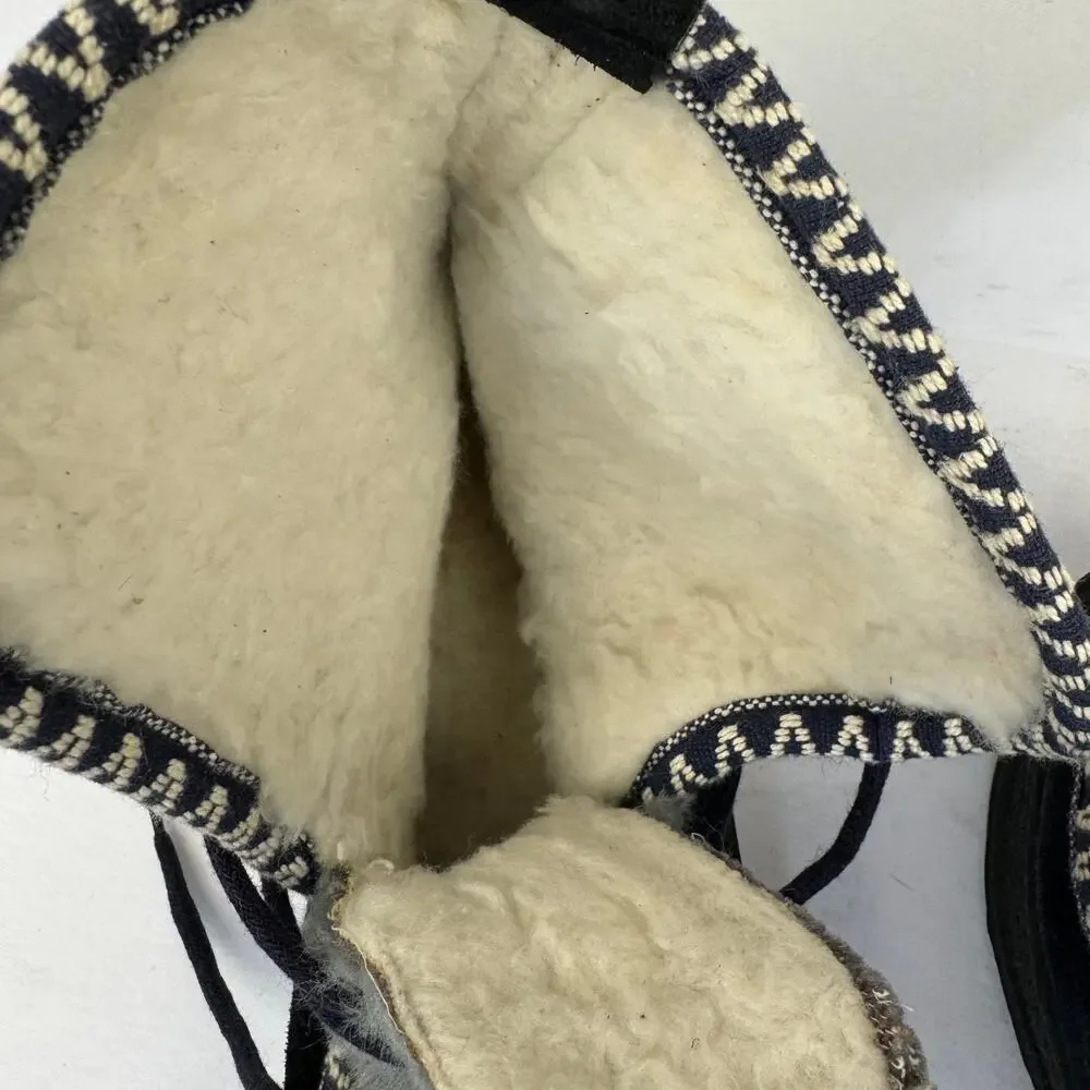 Blue & Gray Fur Lined & Detailed Suede Lace Up Ankle Snow Boots | Women's‎ 6